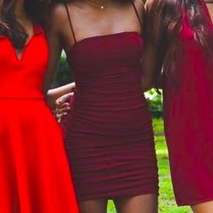Maroon Bodycon Mini Dress
